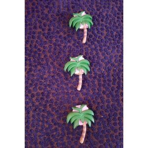 Palm Tree Resin Button Covers Set of 6 Tropical Theme Shirt Accessories
